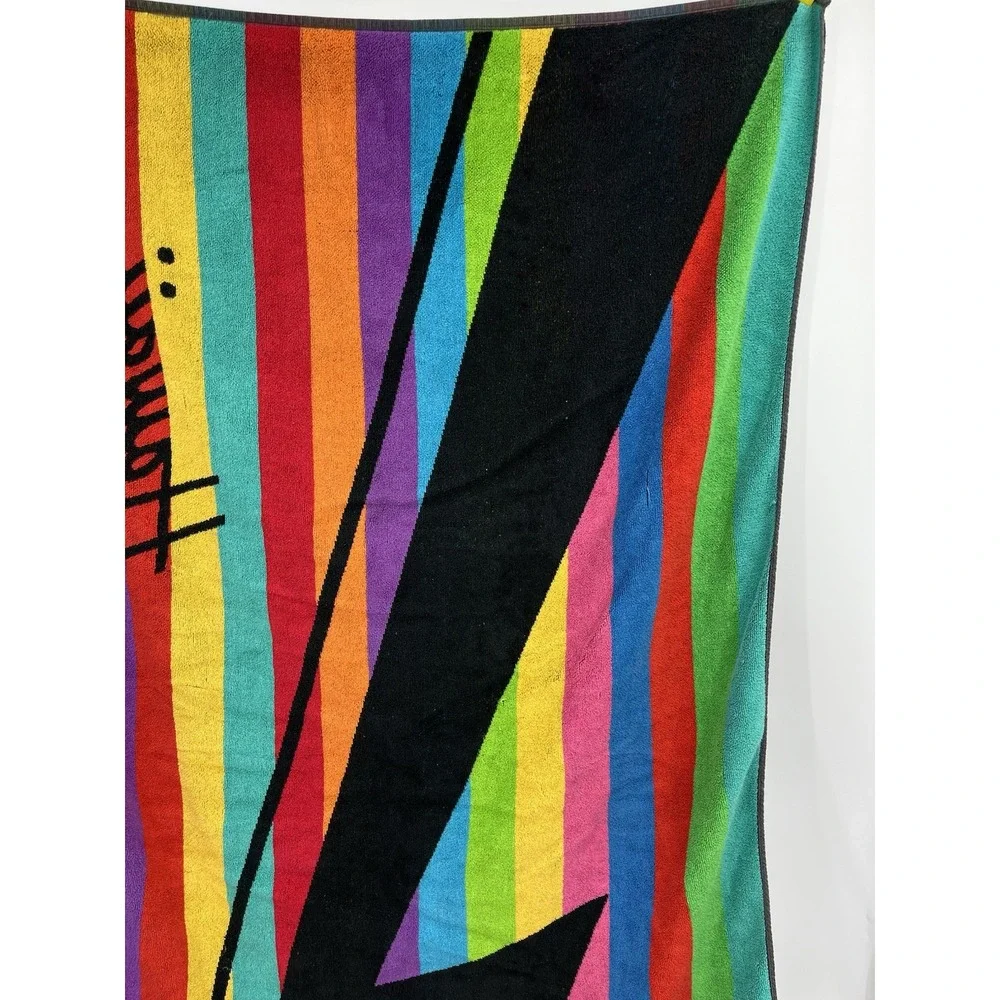 Vintage Hawaii Beach Towel by Maiden Black Multi Spell Out Cotton 56 x 33